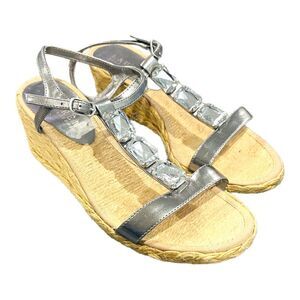 Lauren Ralph Lauren Corala Espadrille Rhinestone Wedge Sandals Size 7